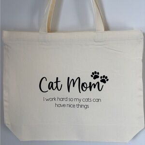 Zippered Cat Mom Tote Bag